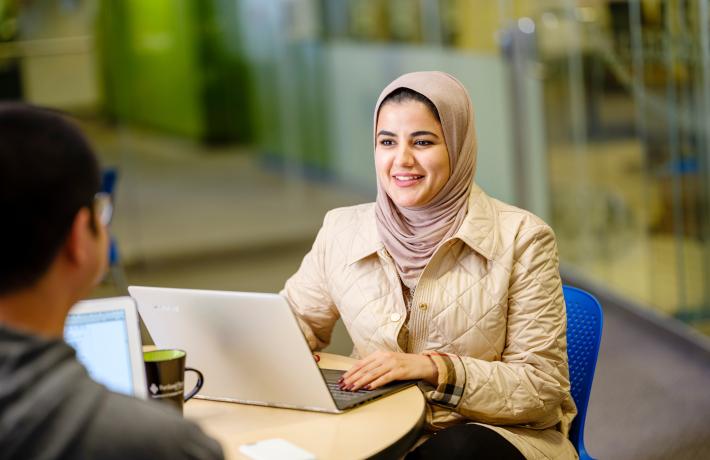 Student working on laptop