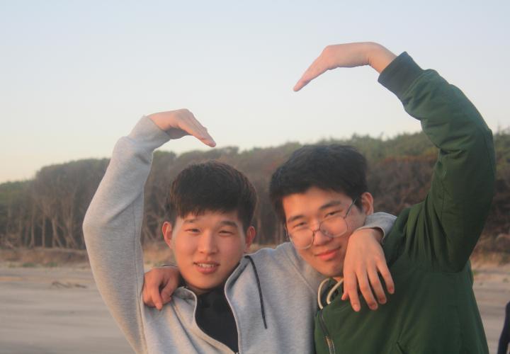 Two students at the beach