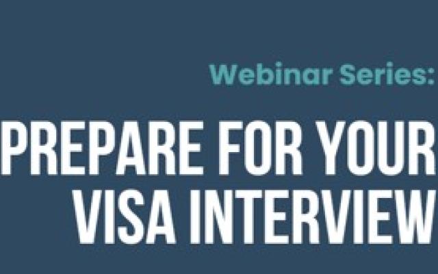 Large white font reading "prepare for your visa interview"