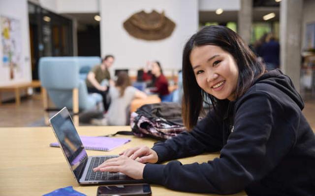 Student on a laptop