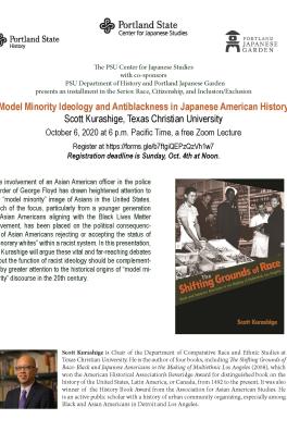 Flyer for Lon Kurashige'a Lecture on 'The Model Minority'