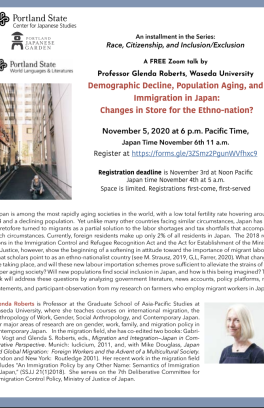 The Flyer for Glenda Roberts' lecture on 'Demographic Decline'