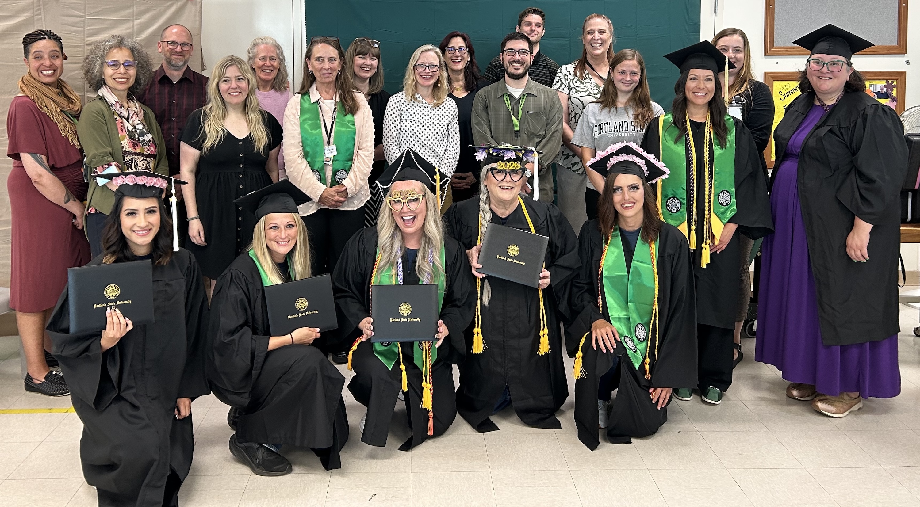 Coffee Creek graduates with faculty and staff who support Portland State's Higher Education in Prison program