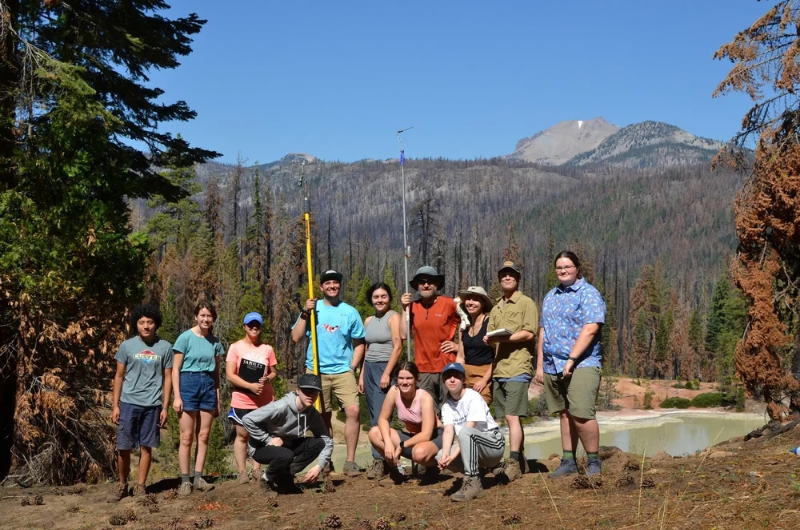 Group of researchers, including students, at Lassen Volcanic National Park
