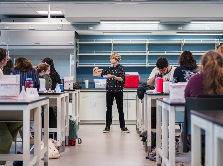 Science class in lab space