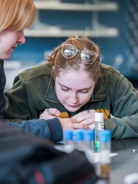 Student in science lab