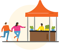 illustration of a food stand