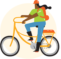 illustration of person riding a bike