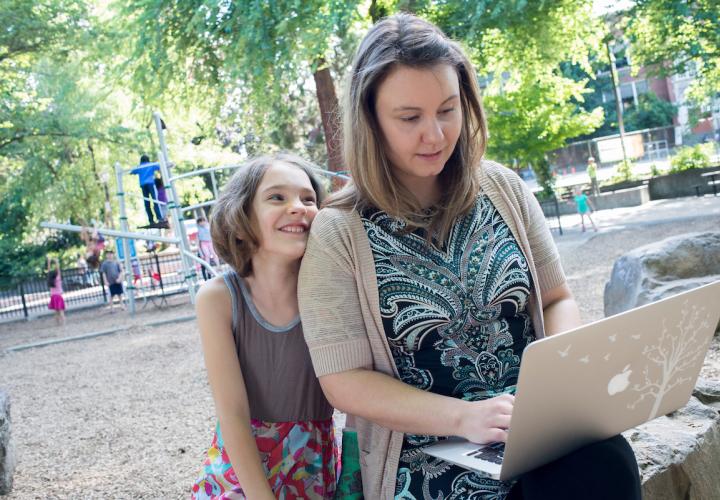 adult student with child