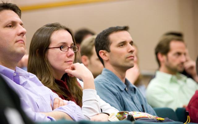 PSU graduate mathematics students in class