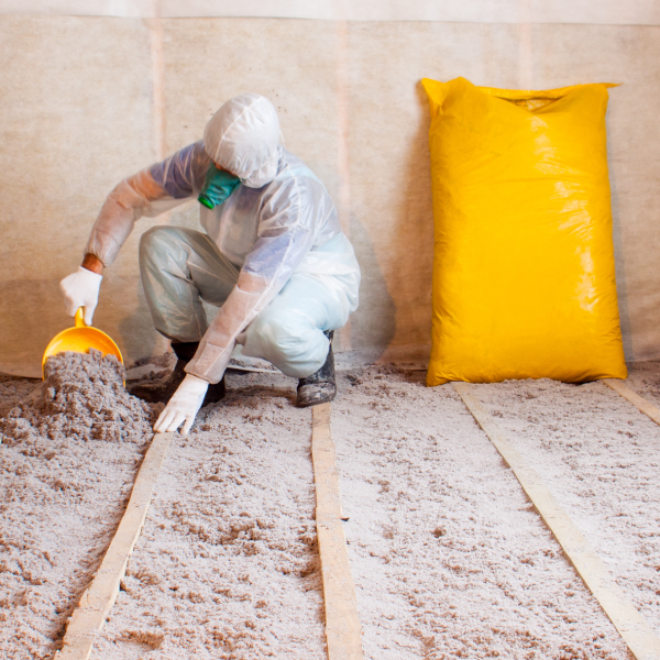 Person insulating a floor