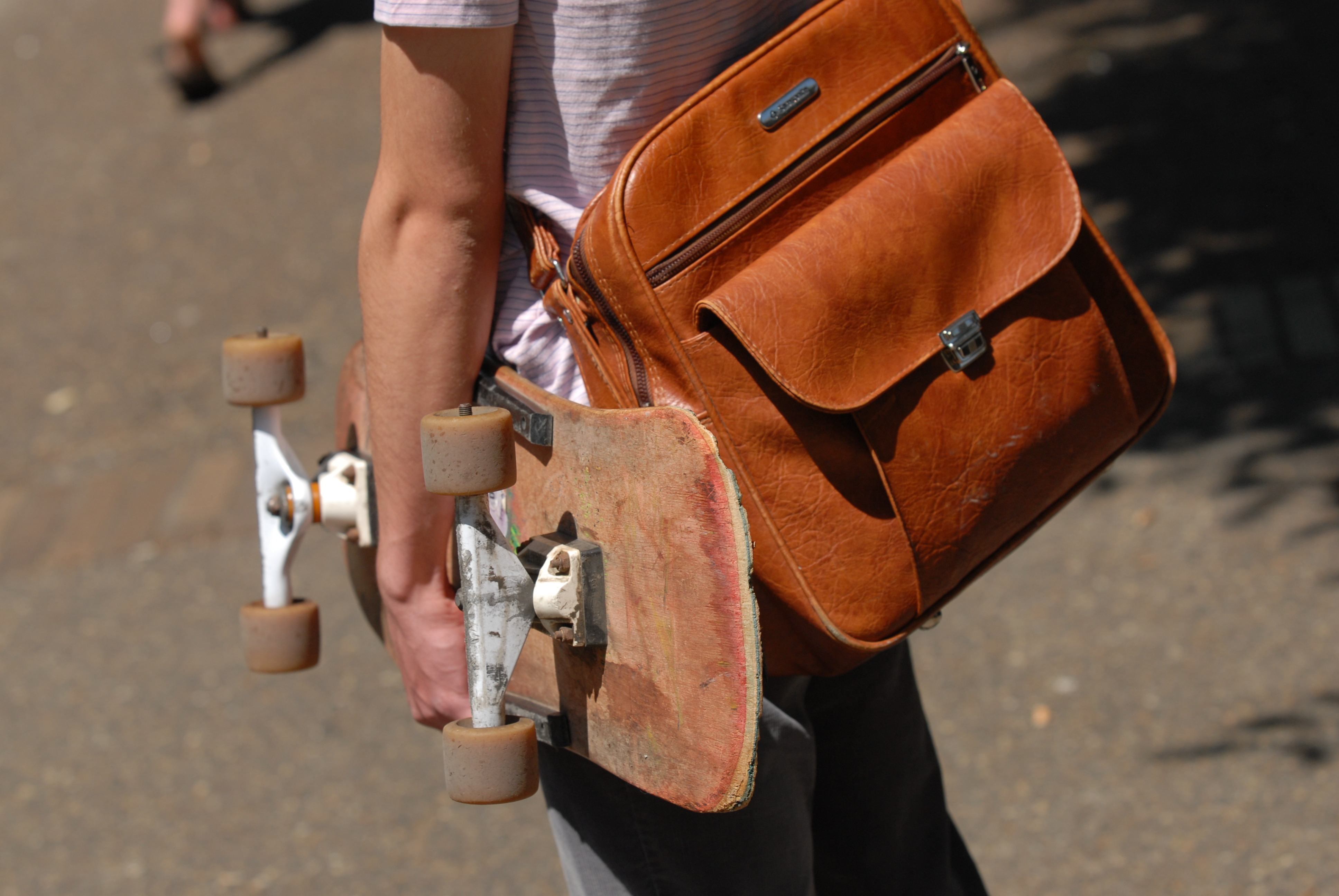 Skateboarding student