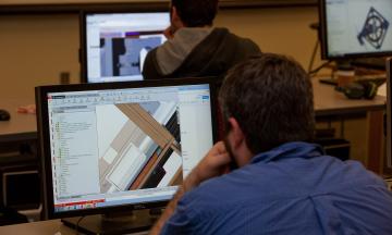 Students using solidworks in the computer lab