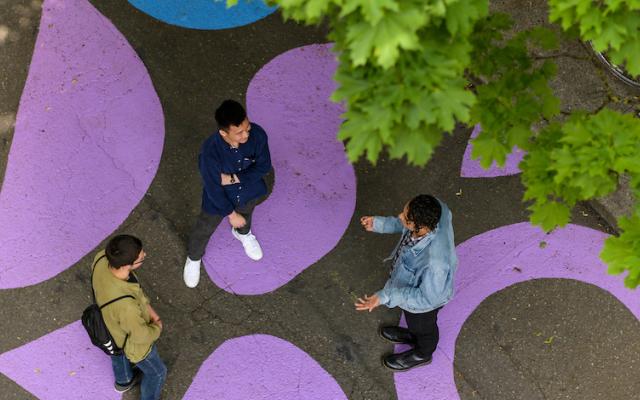 Students in street