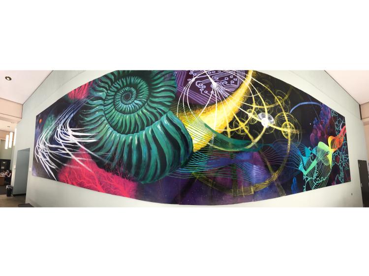 A wide-angle panorama that shows the entire mural.
