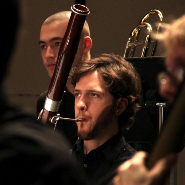 Bassoon player in performance
