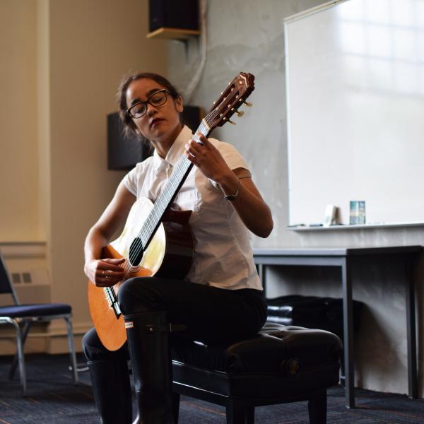 Guitar student in recital