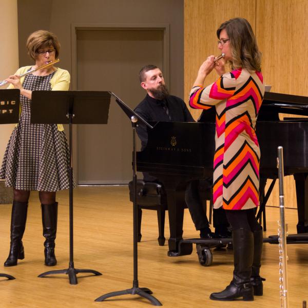 Flute players in performance