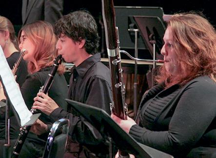 Woodwind players in performance