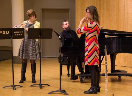 Flute players in performance