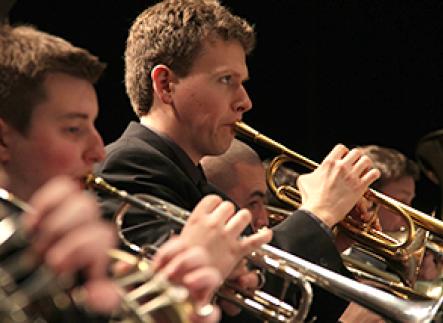 Trumpet players in performance