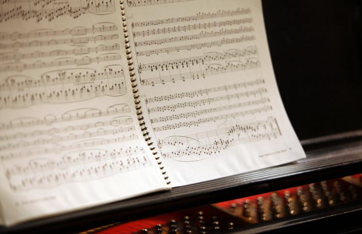 Sheet music on a piano