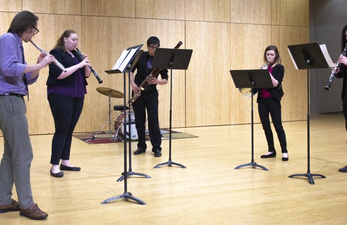A student chamber ensemble in recital