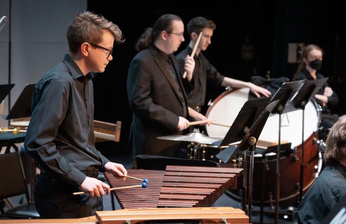 Percussion students performing