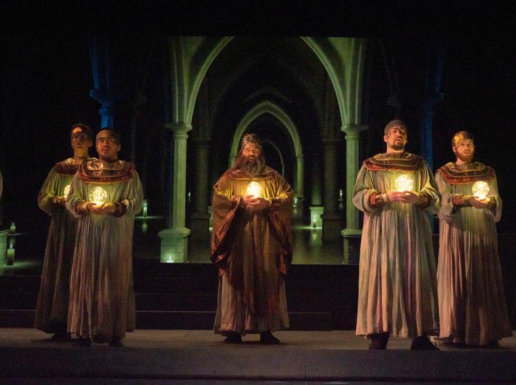 Sarastro and priests sing in the temple in "The Magic Flute."