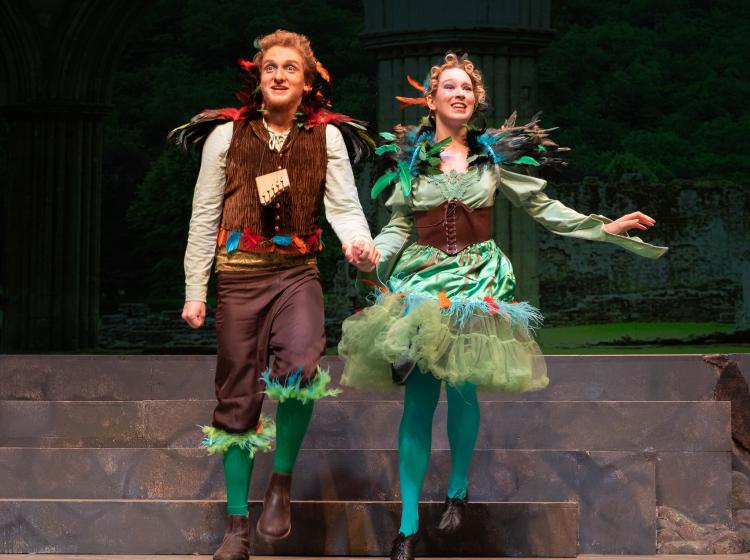 Papagano and Papagano fall in love in "The Magic Flute."