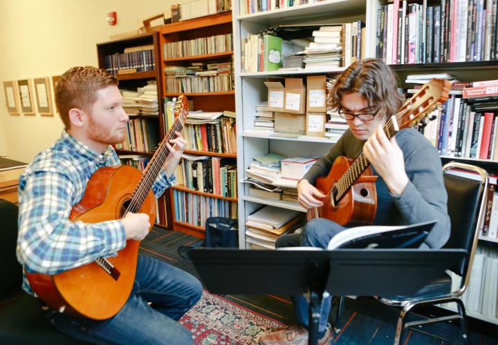 Guitar students rehearsing