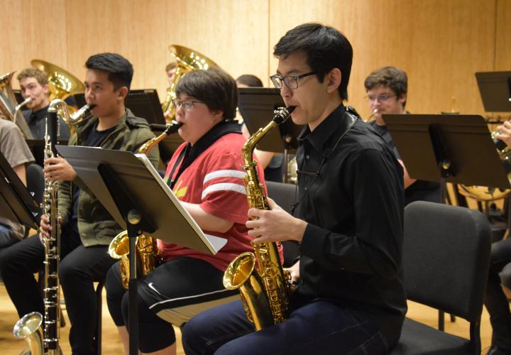 Concert Band students in rehearsal