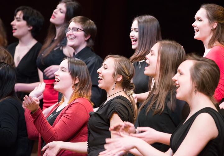 Choir students in performance