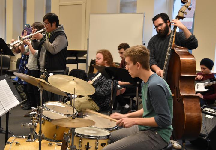 The PSU Big Band in rehearsal