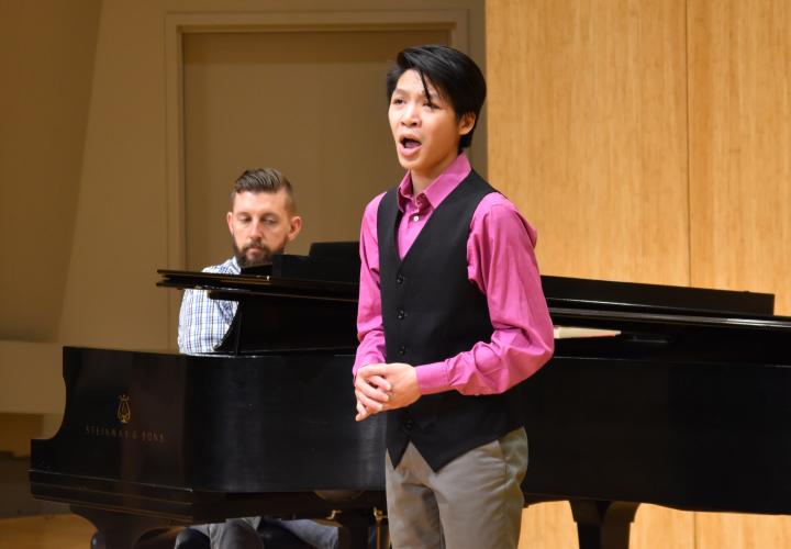 Voice student performing in recital