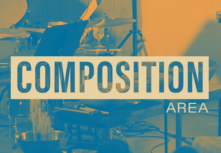 Text says "Composition Area." Image shows a percussion instruments.