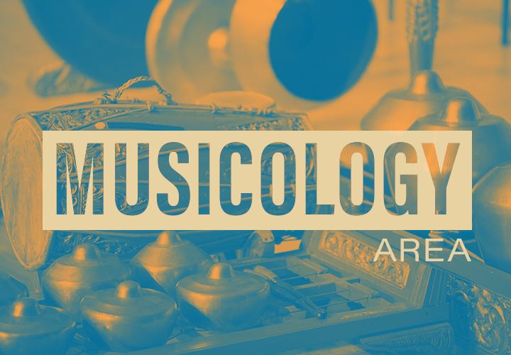 Text says "Musicology Area." Image of Gamelan instruments.