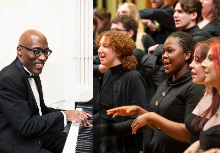 Jazz Pianist Darrell Grant and the PSU Chamber Choir performing.