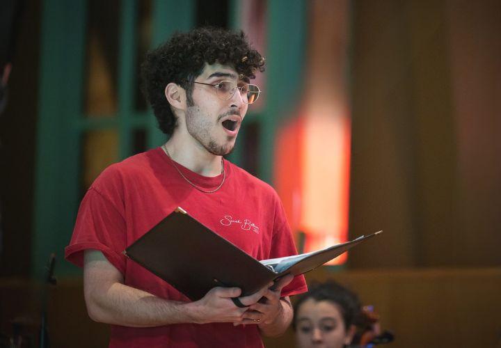 Choir student performing a solo.