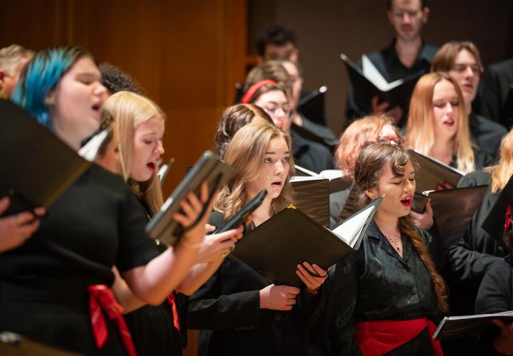 PSU Choir students performing.
