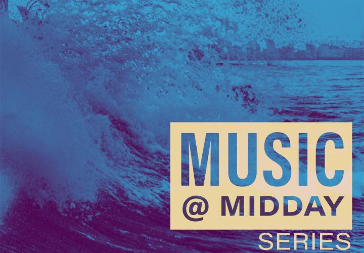 Image of a save crashing. Text: Music @ Midday Series