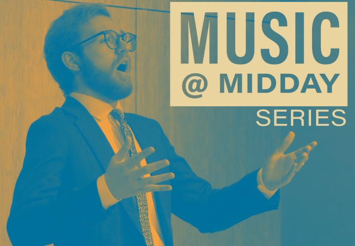 Ma singing. Text reads: Music @ Midday Series