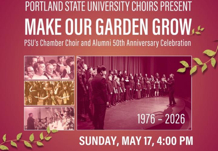 Multiple photos of PSU's Chamber Choir and Alumni 50th Anniversary Celebration