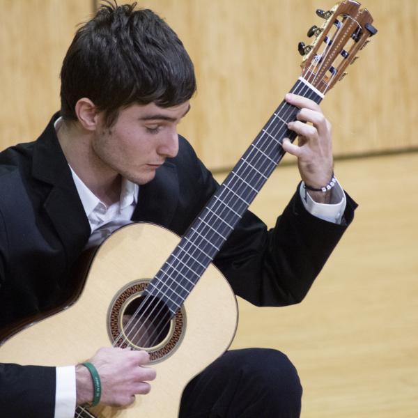 Guitar student in recital