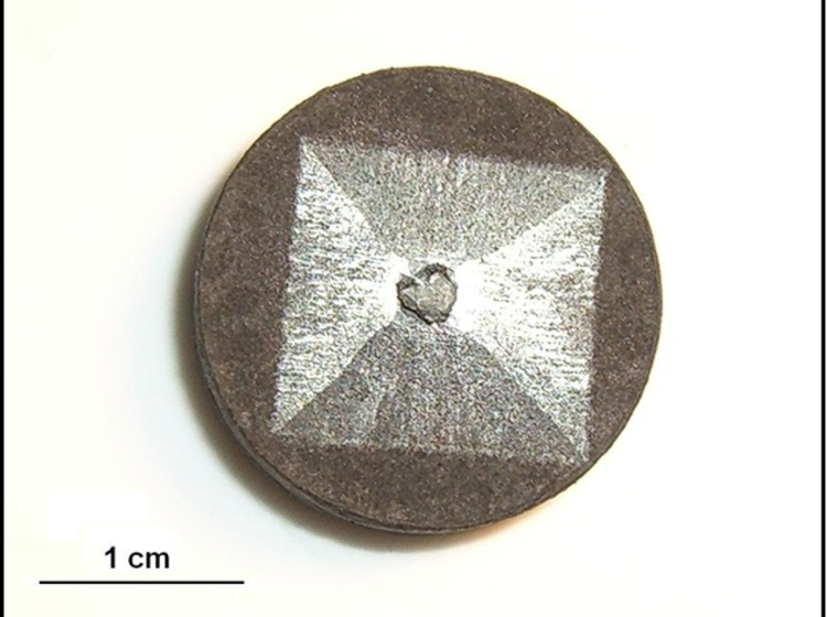 Bulk mono-domain YBCO, superconducting crystal created using top-seeded-melt-grow process