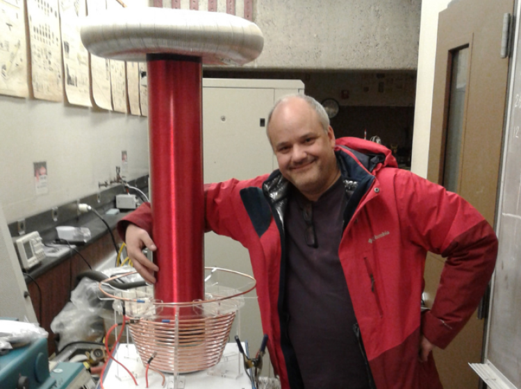 Erik Sanchez with a Tesla coil