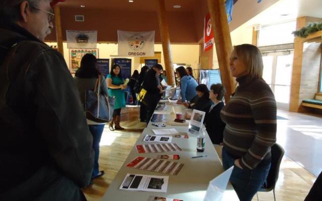 Students at networking event