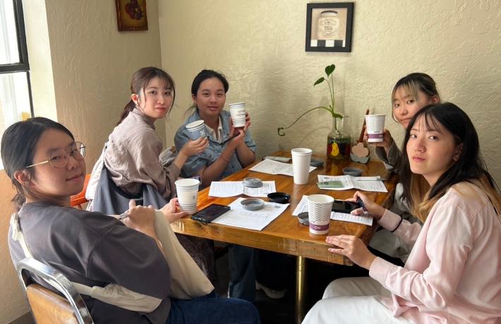 students tasting different coffee types
