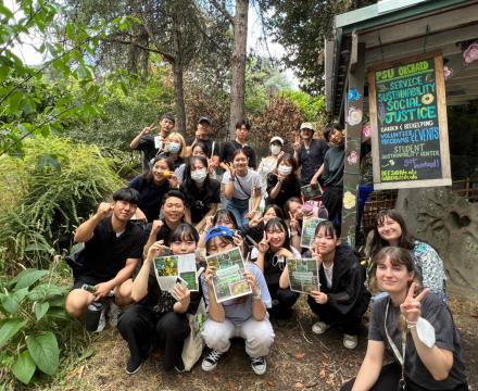 Students after volunteer shift PSU garden