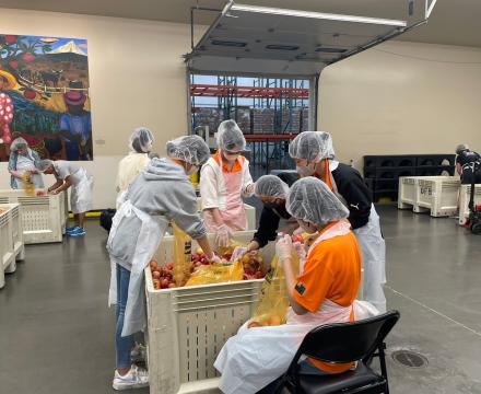 High school students volunteering at Oregon Food Bank